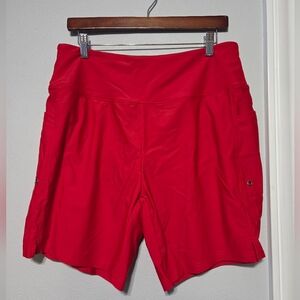 NEW Gradual High Rise Red Stretch Biker Yoga Shorts Women's Size X-Large